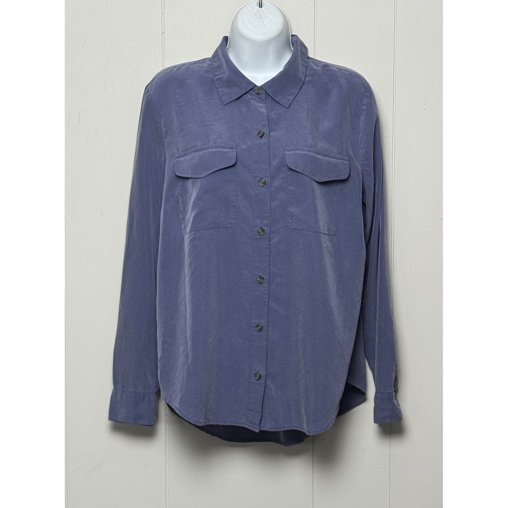INC International Concepts Women's Blue Modal Blend Button Down Shirt Size M